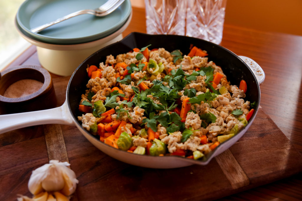 finished ground turkey hash